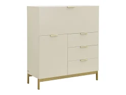 Secrétaire avec 2 porte et 3 tiroirs - MDF et métal - Beige - ERWIN