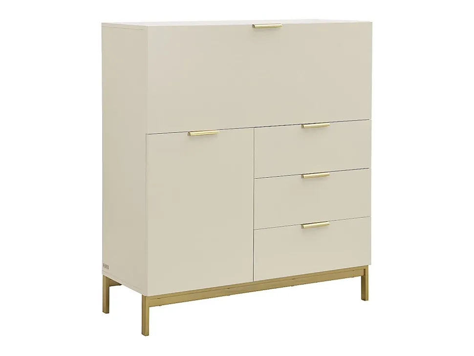 Secrétaire avec 2 porte et 3 tiroirs - MDF et métal - Beige - ERWIN