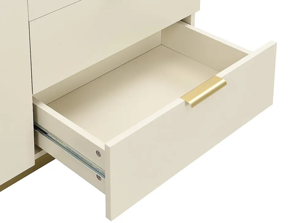 Secrétaire avec 2 porte et 3 tiroirs - MDF et métal - Beige - ERWIN