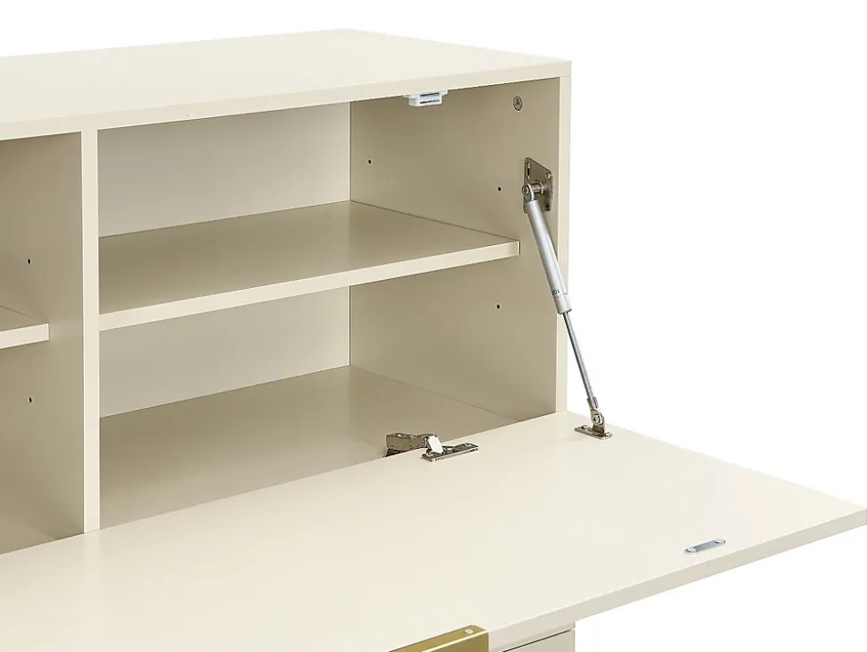 Secrétaire avec 2 porte et 3 tiroirs - MDF et métal - Beige - ERWIN