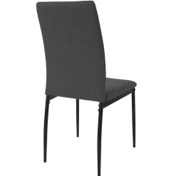 SERGIO - Ensemble Table en MDF et 4 Chaises en Tissu Gris Pieds Métal Noir