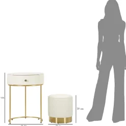 Set coiffeuse avec tabouret effet matelassé Sharon