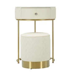 Set coiffeuse avec tabouret effet matelassé Sharon