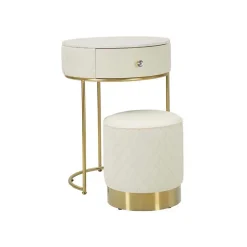 Set coiffeuse avec tabouret effet matelassé Sharon