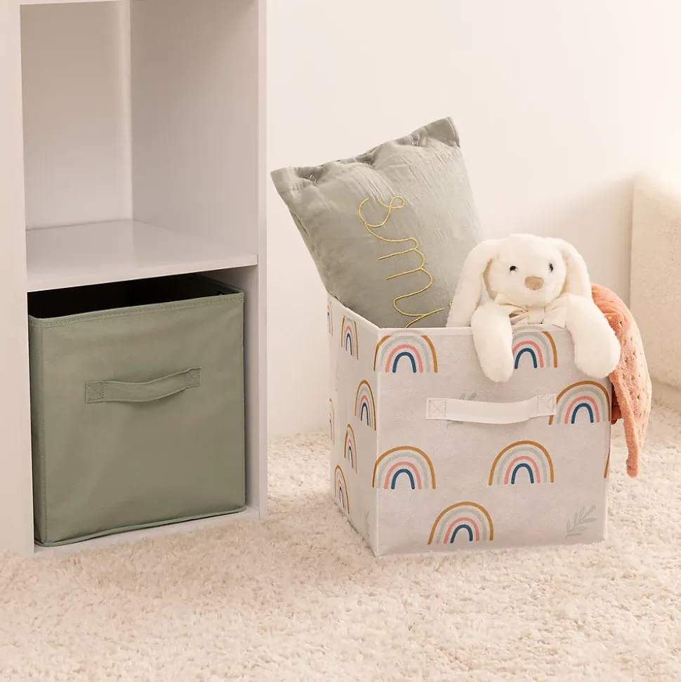 Set de 2 bacs rangements enfant - carton - vert - Atmosphera