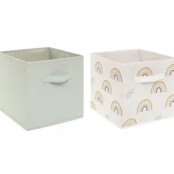 Set de 2 bacs rangements enfant - carton - vert - Atmosphera