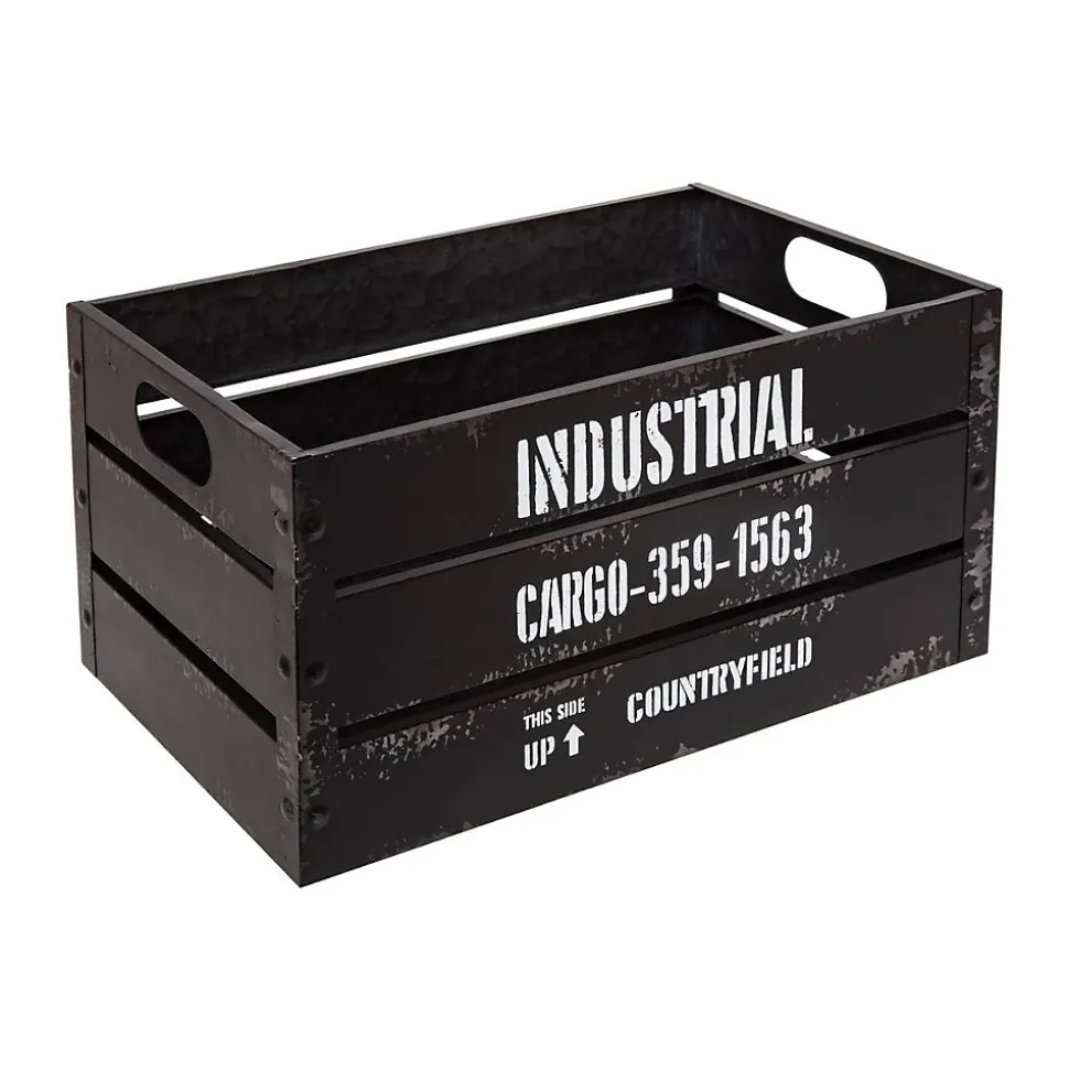 Set de 3 cagettes Indus - métal - noir - Atmosphera