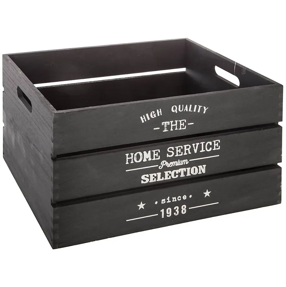 Set de 6 caisses cagettes Facto - bois - noir - Atmosphera