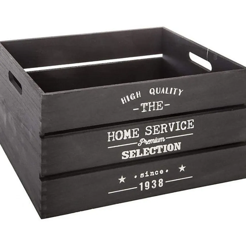 Set de 6 caisses cagettes Facto - bois - noir - Atmosphera