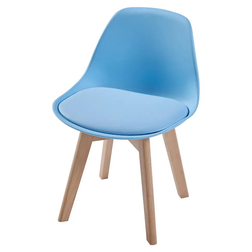 Set de 2 chaises pour enfants Elvdal rembourré en similicuir PU plastique hêtre bleu ciel en.casa