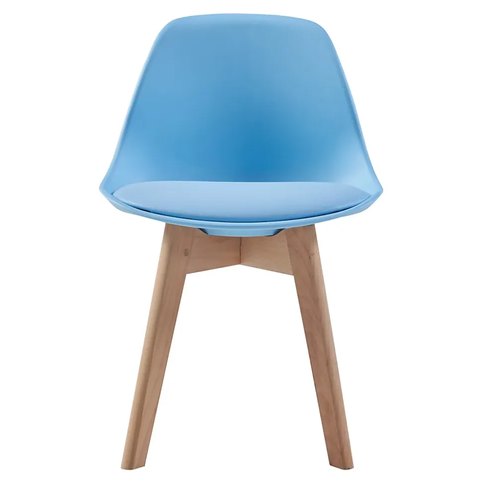 Set de 2 chaises pour enfants Elvdal rembourré en similicuir PU plastique hêtre bleu ciel en.casa