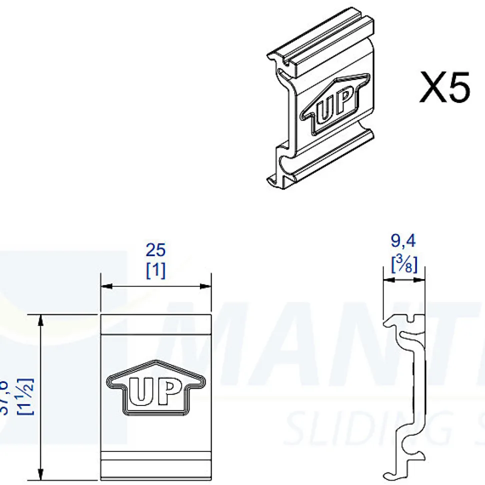 Set de 5 clips pour rail 13312 - MANTION - 13012