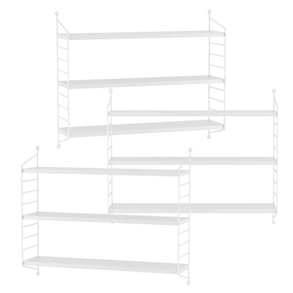 Set de 3 Etagères murales Strängnäs à 3 niveaux modulables 50 x 60 x 15 cm blanc en.casa
