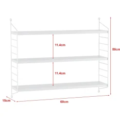 Set de 3 Etagères murales Strängnäs à 3 niveaux modulables 50 x 60 x 15 cm blanc en.casa