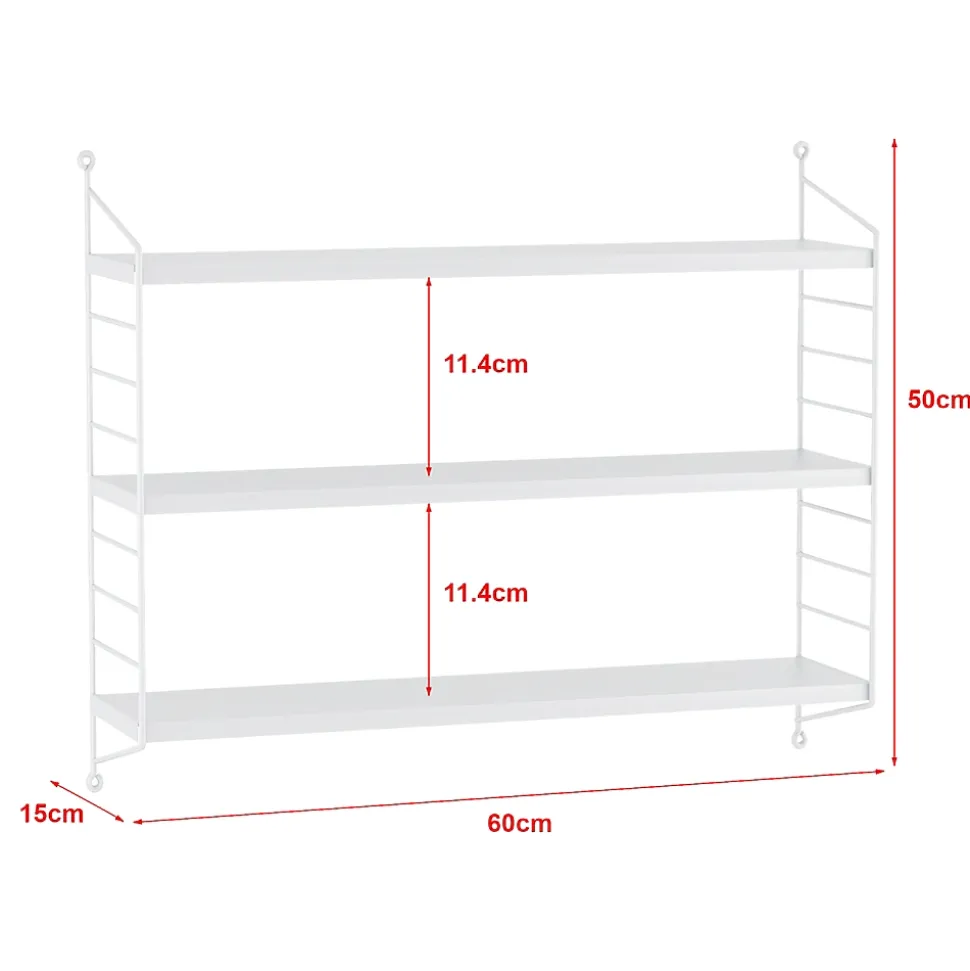 Set de 3 Etagères murales Strängnäs à 3 niveaux modulables 50 x 60 x 15 cm blanc en.casa