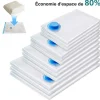 Set de 12 housses de rangement sous vide avec pompe, (3 maxi, 3L, 3M, 3S), Blanc et bleu avec pompe