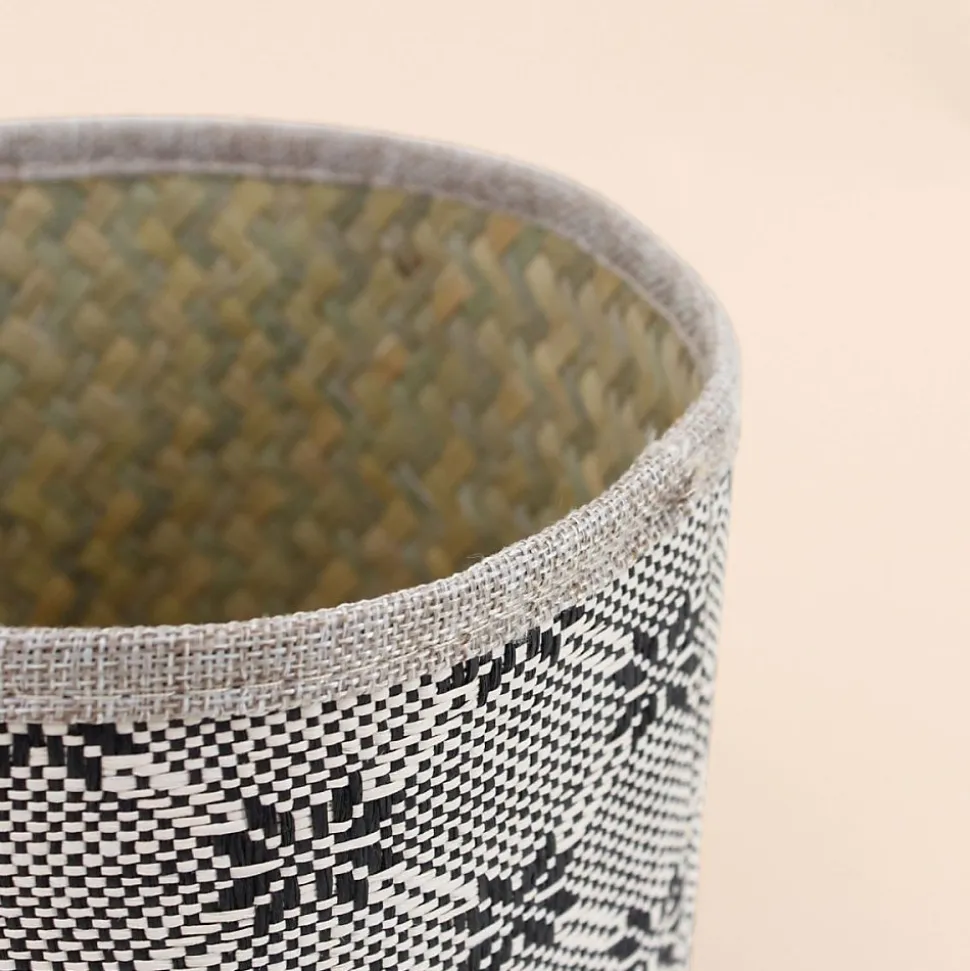 Set de 2 paniers beiges à motifs