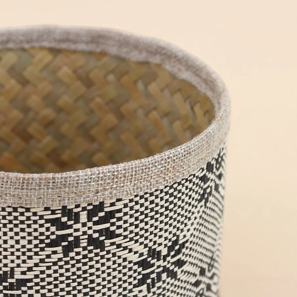 Set de 2 paniers beiges à motifs