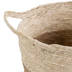 Set de 3 paniers Brais fibre naturelle, blanc/naturel