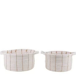 Set de 2 paniers en corde beige avec poignées 27x16cm