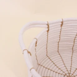 Set de 2 paniers en corde beige avec poignées 27x16cm