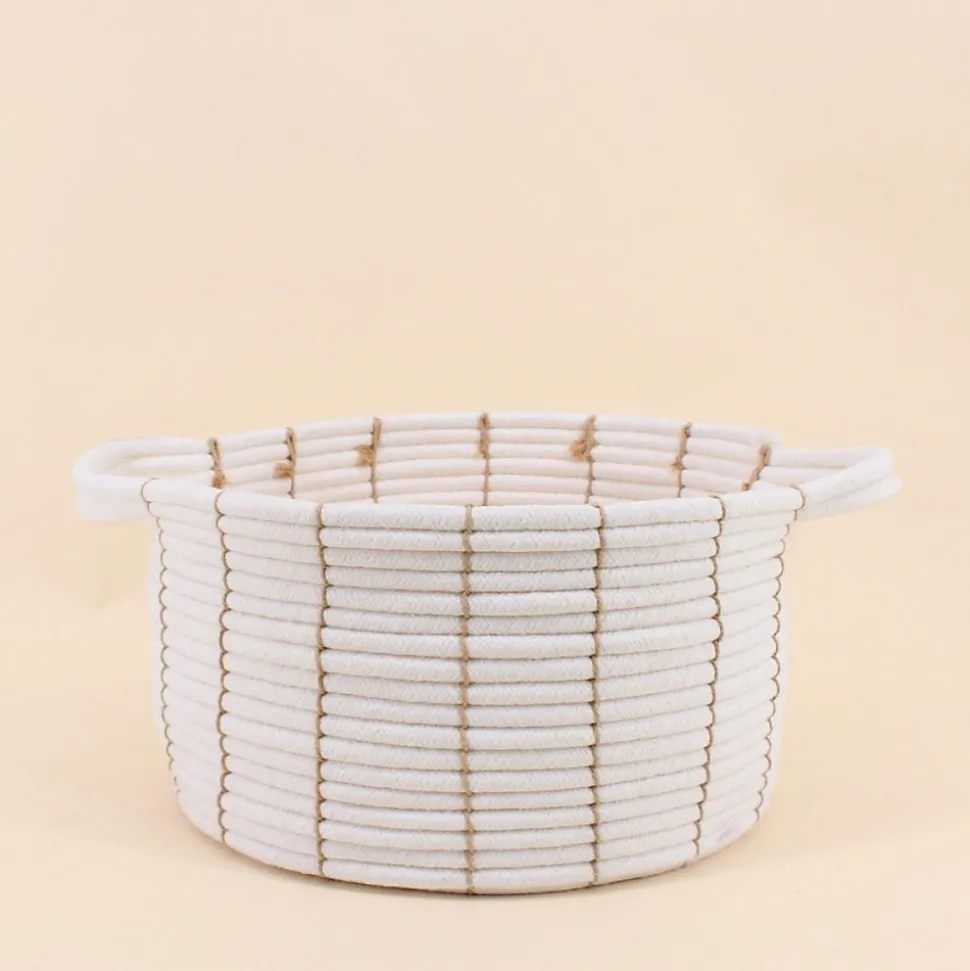 Set de 2 paniers en corde beige avec poignées 27x16cm