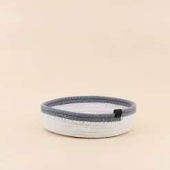 Set de 4 paniers en corde gris et blanc