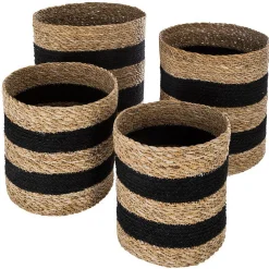 Set de 4 paniers jute - noir - Noir- Atmosphera