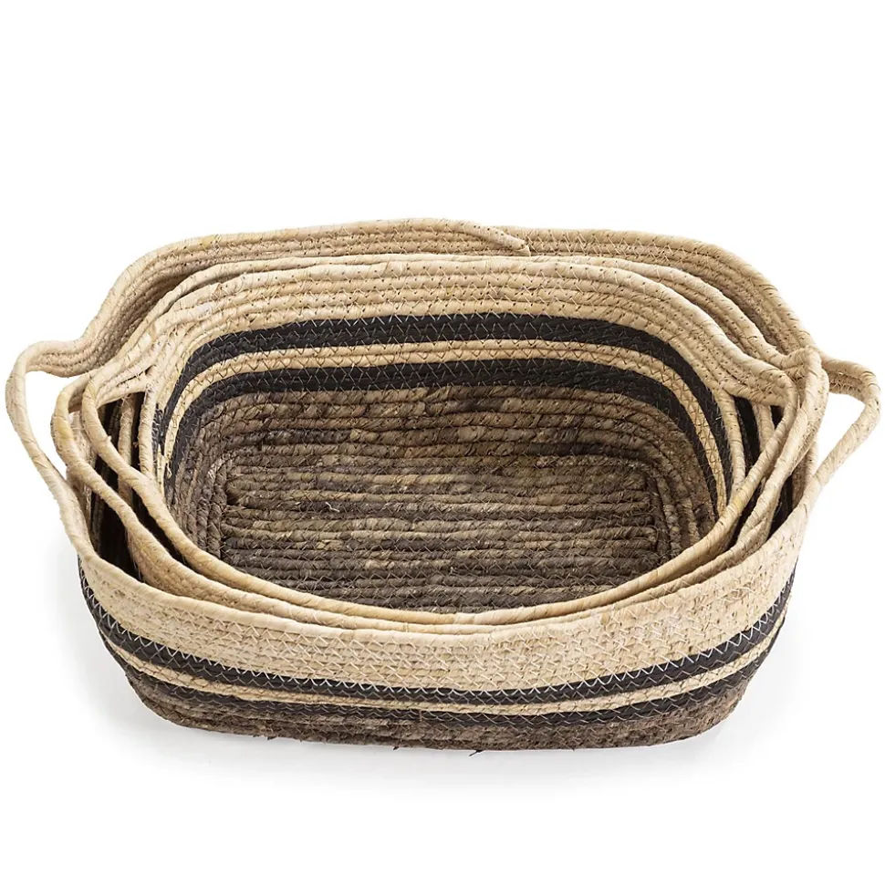 Set de 3 paniers Luar fibre naturelle et papier, marron/beige