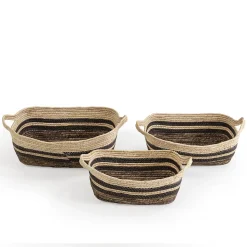 Set de 3 paniers Luar fibre naturelle et papier, marron/beige