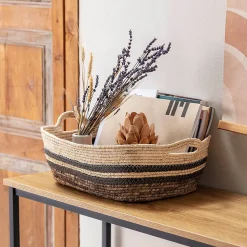 Set de 3 paniers Luar fibre naturelle et papier, marron/beige