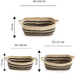 Set de 3 paniers Luar fibre naturelle et papier, marron/beige