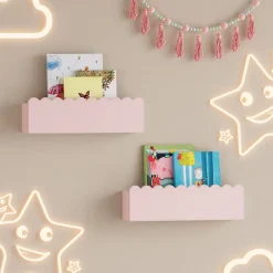 Set de 2 étagères murales pour enfants Vestnes 40 x 10 x 10 cm rose en.casa