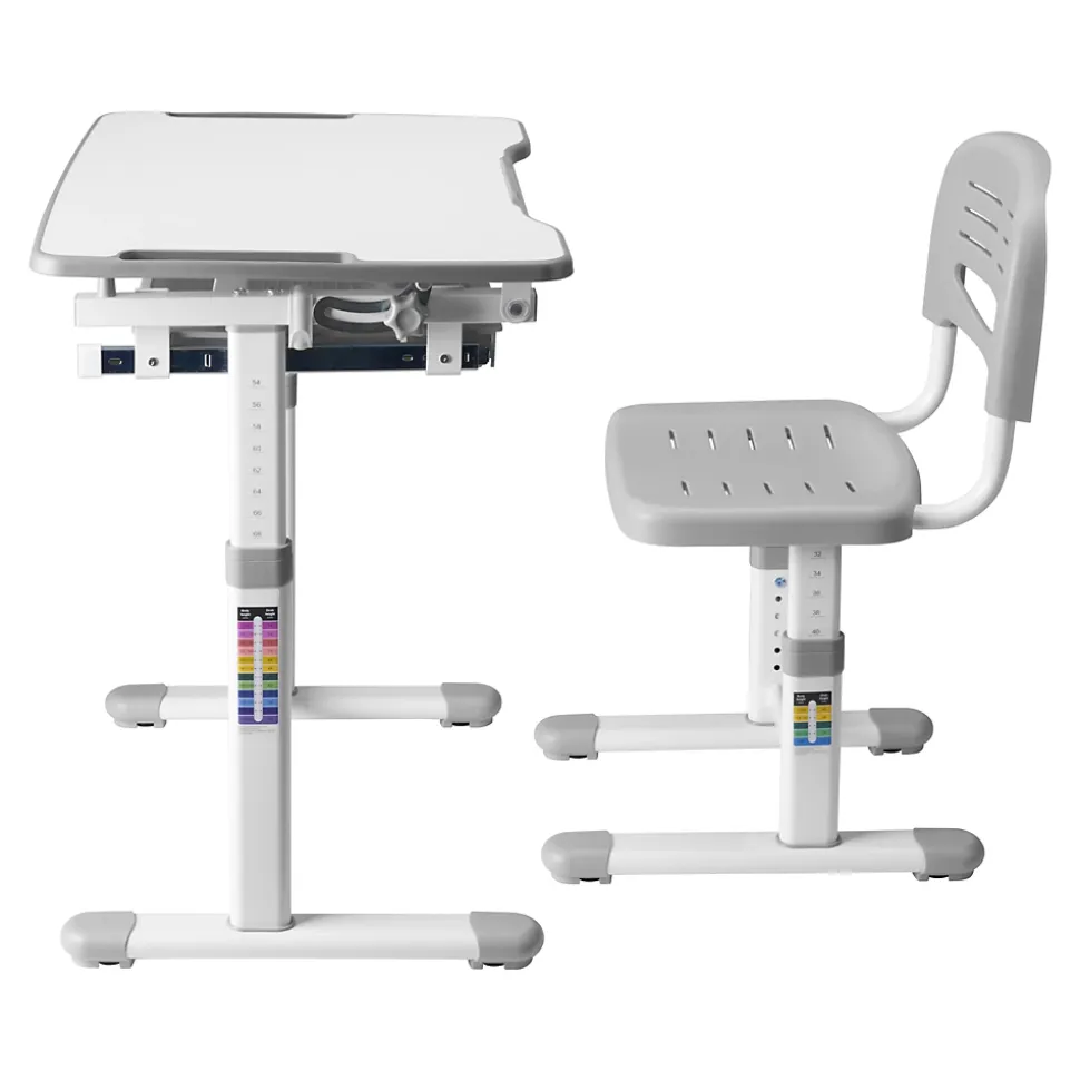 Set de bureau et chaise pour enfant Sala gris blanc en.casa