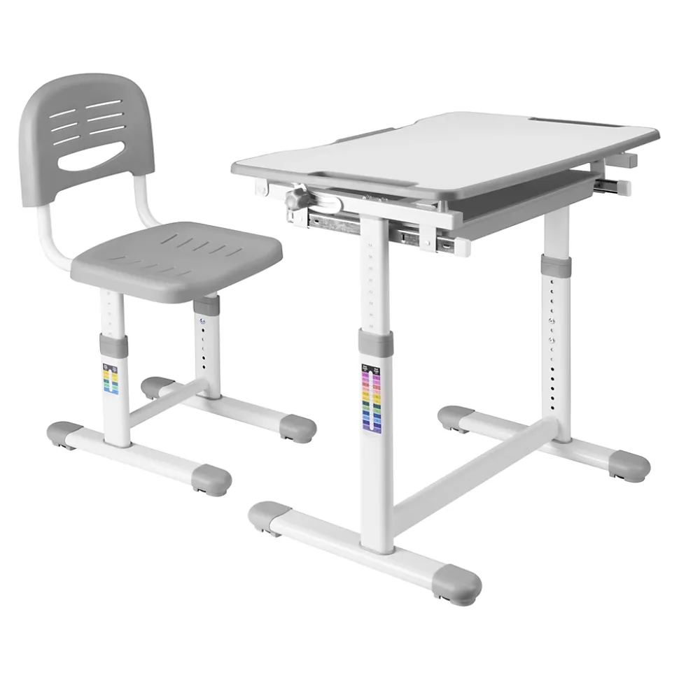 Set de bureau et chaise pour enfant Sala gris blanc en.casa