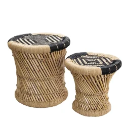 Set de deux tabourets en bambou