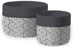 Set de petits 2 paniers de rangement noir et blanc en polycoton Urbain