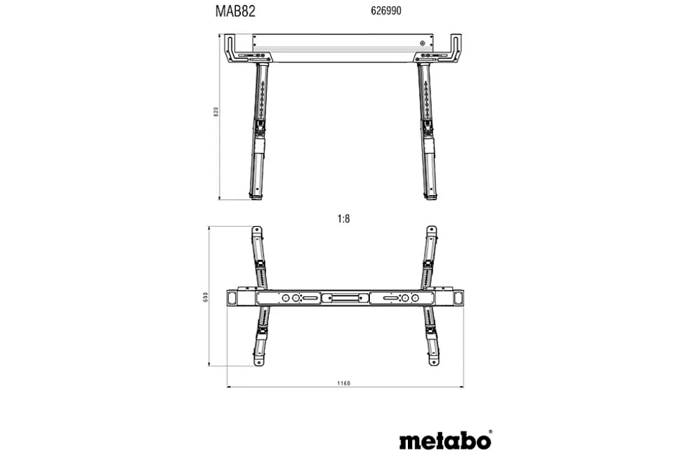 Set de supports de travail MAB 82 Metabo 626990000, 2 pièces