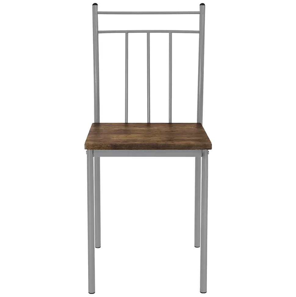 Set table de salle à manger avec 4 chaises 110 cm marron/vintage pieds en acier