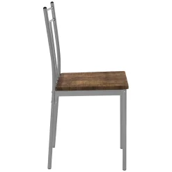 Set table de salle à manger avec 4 chaises 110 cm marron/vintage pieds en acier