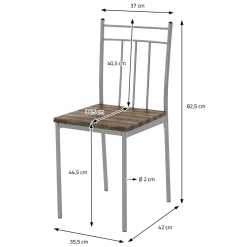 Set table de salle à manger avec 4 chaises 110 cm marron/bois flotté MDF/acier