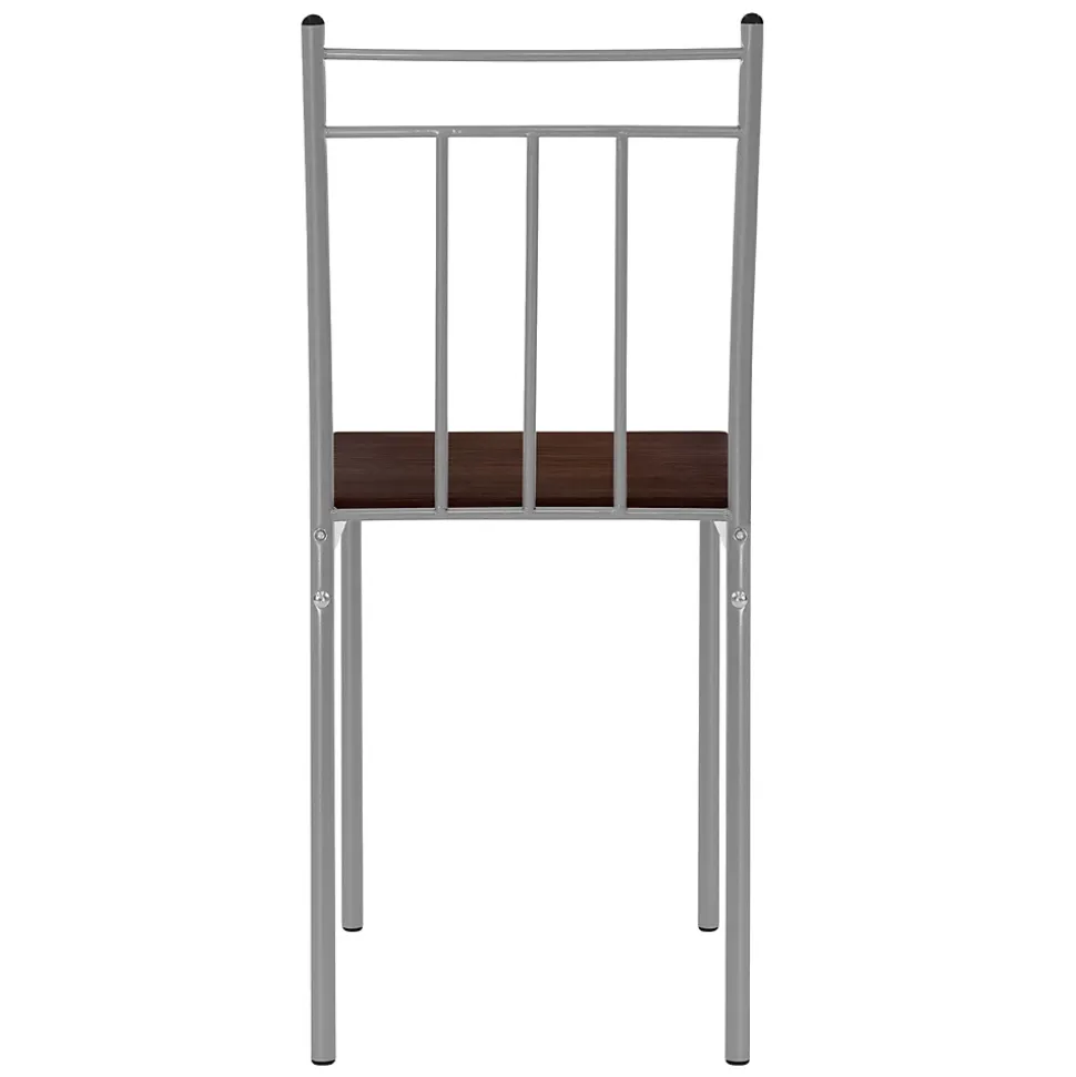 Set table de salle à manger avec 4 chaises 110 cm marron/chêne foncé MDF/acier