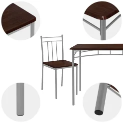 Set table de salle à manger avec 4 chaises 110 cm marron/chêne foncé MDF/acier