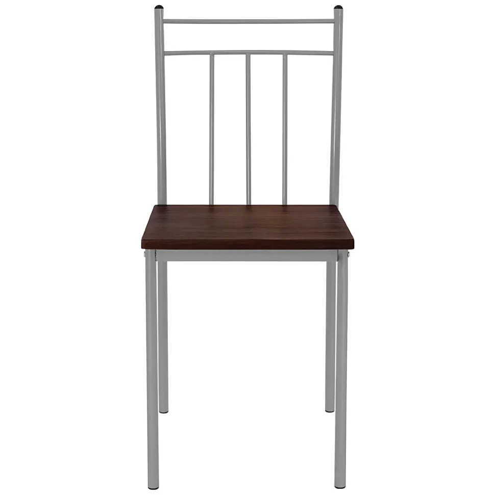 Set table de salle à manger avec 4 chaises 110 cm marron/chêne foncé MDF/acier