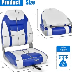 Siège de Bateau 2PC Siège de Pêche Pliable avec Coussin Rembourré Doux et Coutures Renforcées Bleu 2PC