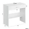 SIRHONA Coiffeuse Blanche 80x40x75 cm + Bureau multi-fonctions + 1 Etagère