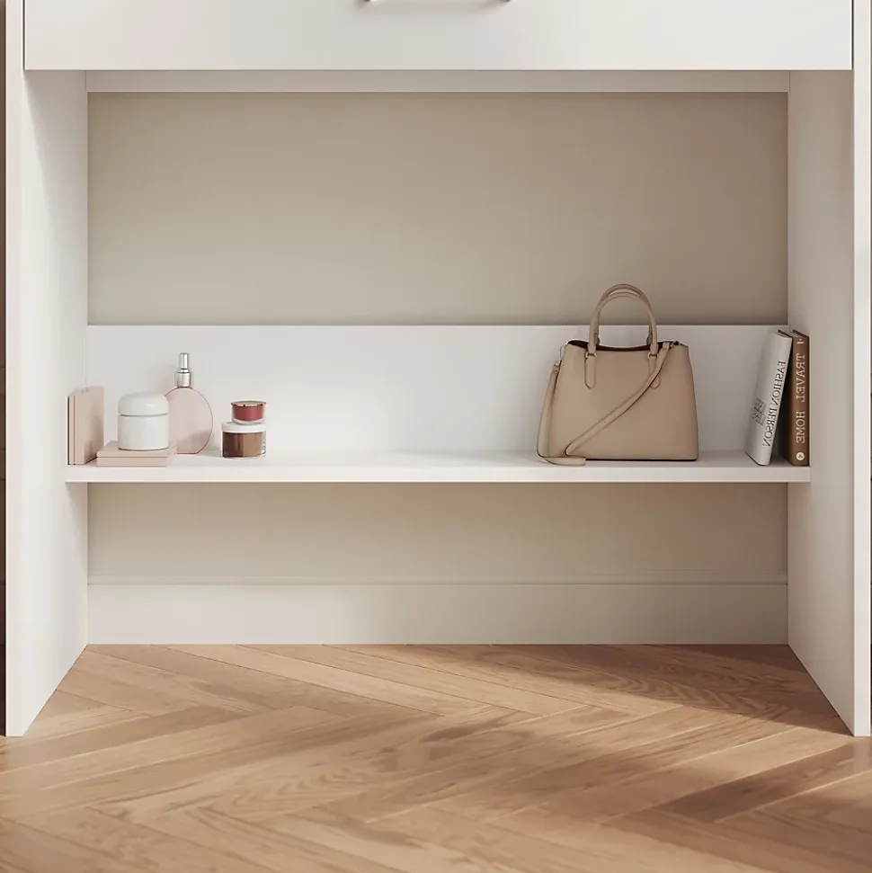 SIRHONA Coiffeuse Blanche 80x40x75 cm + Bureau multi-fonctions + 1 Etagère