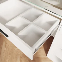 SIRHONA Ensemble de Maquillage - 1x Coiffeuse Blanche 90x44x77cm + 1x Miroir LED 58x45x12cm