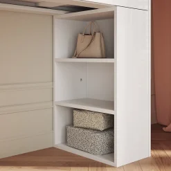 SIRHONA Ensemble de Maquillage - 1x Coiffeuse Blanche 120x40x75cm + 2x Etagère de Rangement 160x58x30cm + 1x Miroir LED 58x45x12cm