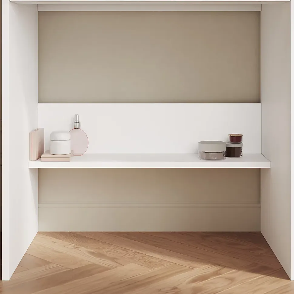 SIRHONA Ensemble de Maquillage - 1x Coiffeuse Blanche 90x44x77cm + 1x Etagère de rangement 160x58x30cm + 1x Miroir LED 58x45x12cm